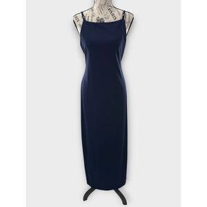 All That Jazz Maxi Dress M Navy Blue Butterfly Straps 90s